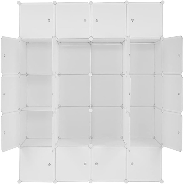 Regal system, 10 dice, plastic wardrobe with doors, modular cabinet for space-saving storage, 70 x 45 x 175 cm, white door & black cabinet. Storage for clothing, shoes etc. (140 x 45 x 175 cm, White-2)