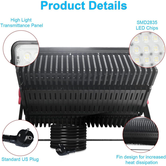 LED Floodlights Outdoor 400W, 2 Pack 40000LM LED Outdoor Floodlights 6500K Cool White LED Spotlights IP66 Waterproof Construction Lights LED Floodlight for Garden, Garage, Sports Field, Yard, Driveway