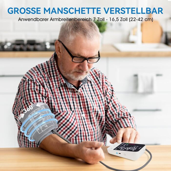 Тонометр на плече Scian для дому, автоматичний, LED-дисплей, 2 користувачі, 200 пам'ять, USB-C, DE-587-I5S