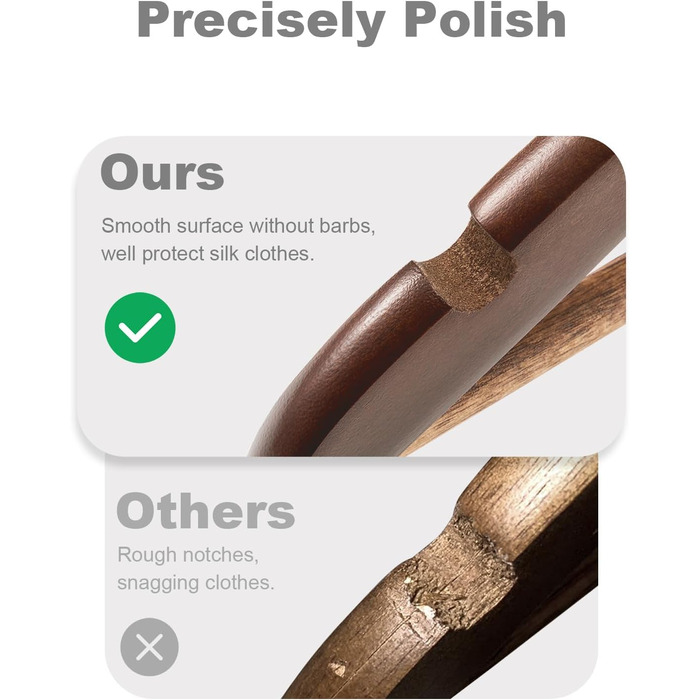 Дерев'яні вішалки для одягу HOUSE DAY (10 шт.) з масиву, гладка поверхня, 360° обертання, плечові виступи, для костюмів, сорочок, курток та пальто - горіх