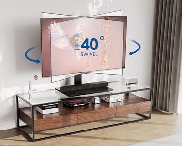 FITUEYES Adjustable TV Stand for 32-65 Inch TVs - Swivel & Height Adjustable - VESA 600x400 - White/Black