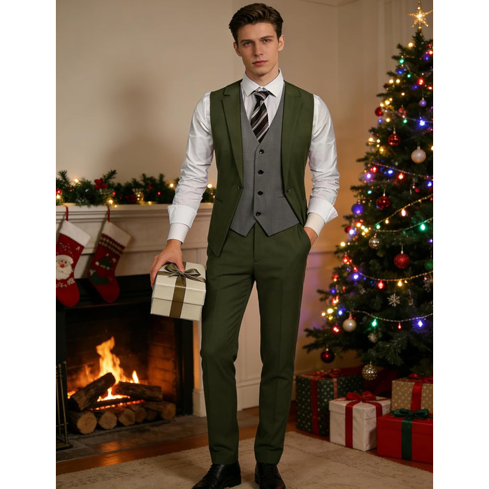 Жилет чоловічий COOFANDY, стильний, під костюм, для весілля, оливковий (Army Green), розмір XS