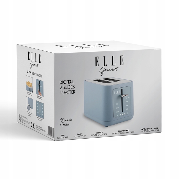 Тостер ELLE Panache Digital на 2 скибки, 980 Вт, синій