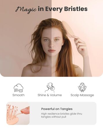 Щітка для волосся AIMIKE без пошкоджень, розпушувач з м'якими щетинками, безболісна розпушувальна щітка для складних вузлів, особливо делікатна до тонкого волосся, ідеальна для догляду за шкірою голови та масажу. Подушковий масажер LuxeSilk