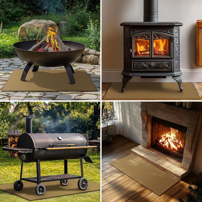 Килимок під гриль, захист від вогню, 105x60 см, для газового гриля, силікон-склотканина, коричневий