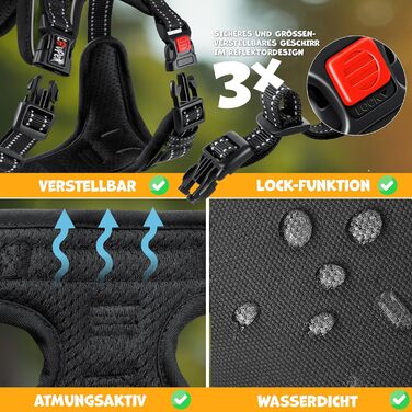 Шлейка для собак без натягу та задухи, дихаюча та м'яка, світловідбиваюча | No-Pull шлейка з кишенькою для відходів | Регульована шлейка з ручкою - (L, Хакі)