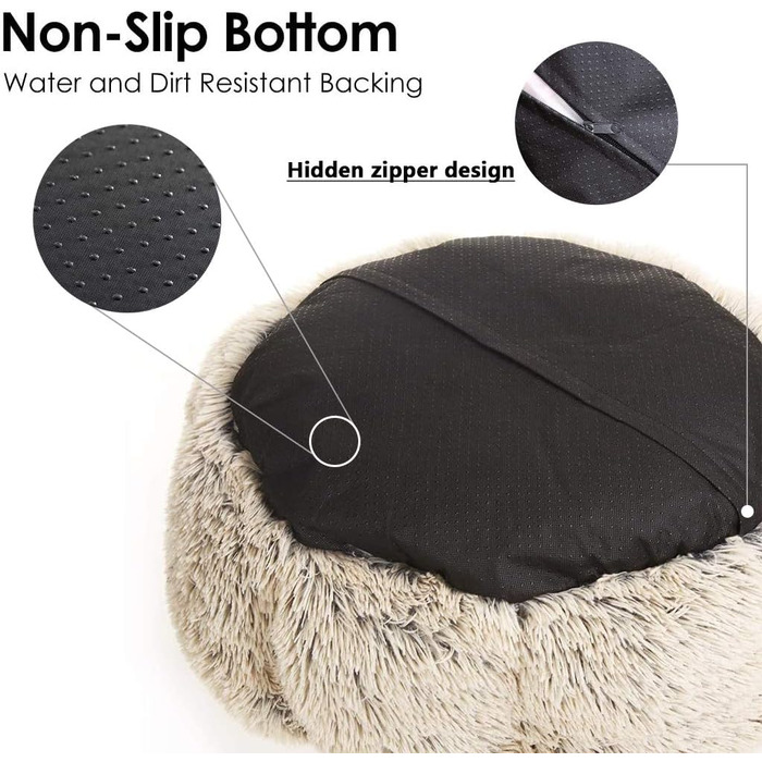 М'яке ліжко для собак, кругле килимок для котів, плюшеве ліжко, зручне гніздо, килимок-подушка, ліжко-донат для собак середніх та великих порід - сірий (50-120см) (100x100x20см, коричневий)