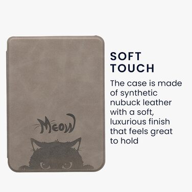 Чохол kwmobile для Kobo Clara BW/Clara Colour/Tolino Shine (5) / Shine Color - чохол з екошкіри з дизайном кота (сірий, чорний)