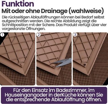 Килимок для дому та вулиці DEXI, 43x90 см, коричневий, водонепроникний, з антиковзким покриттям