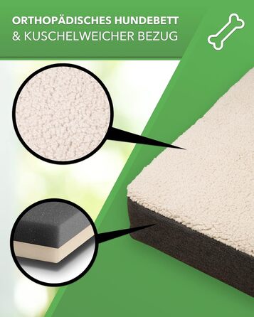 Ортопедичне ліжко для собак Diluma Benji - м'яке килимок для домашніх тварин - лежанка для собак знімний чохол - диванчик для собак Бежевий - 100 x 65 x 10 см - L