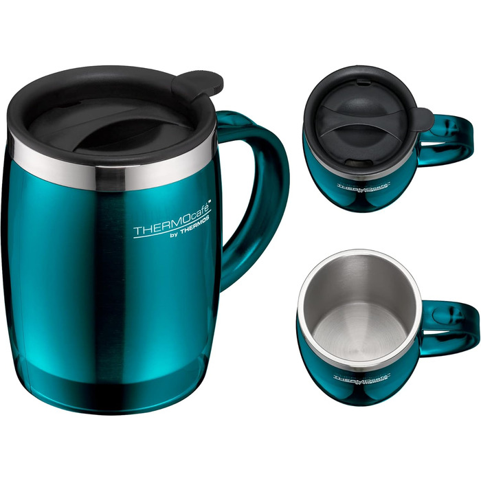 Термокружка THERMOcafé TC Desktop Cup фіолетова 0.35л з нержавіючої сталі та пластику з кришкою, герметична, для офісу, кемпінгу, під кавомашину