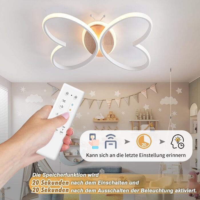 LED Ceiling Light for Kids' Room Lamp Ceiling, Dimmable Kids' Room Ceiling Lamp with Remote Control, 32W Kids' Room Ceiling Light Cloud for Living Room, Bedroom (48cm, Warm White Dimmable)