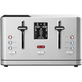 Тостер GASTROBACK 42396 Digital 4-слайсовий, 950 Вт, нерж. сталь, LCD-дисплей, 7 режимів, підставка для булочок, сріблястий