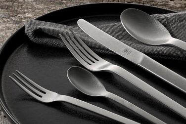 ZWILLING 1027162 Minimal Cutlery Set, 68-Piece, for 12 People, 18/10 Stainless Steel, Vintage-Style Dinner Cutlery, Hammered, Dishwasher-Safe, Silver