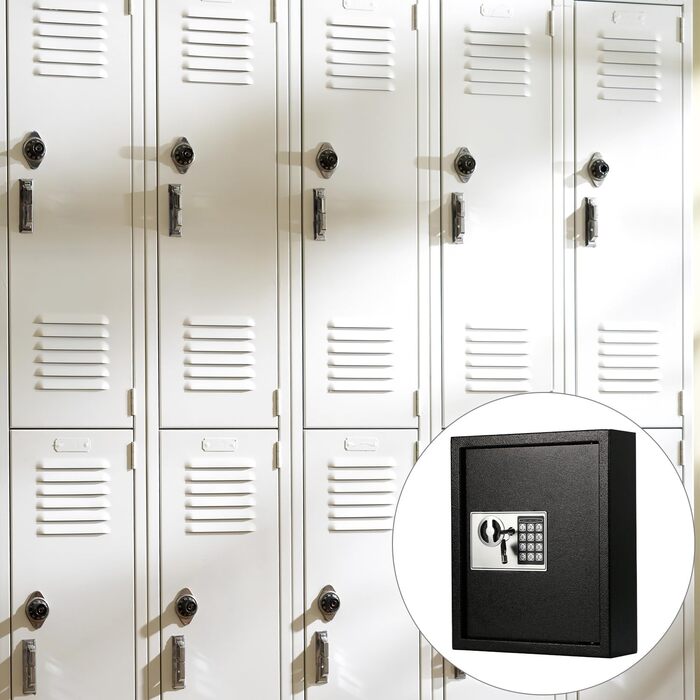 Шлюз для ключів QWORK® з електронним замком, 40 гачків, 36 x 30 x 10 см, сталева конструкція, висока безпека