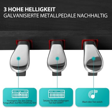 Електронне піаніно MUSTAR 88 клавіш з табуретом, цифрове піаніно, чорне, USB/MIDI, для початківців