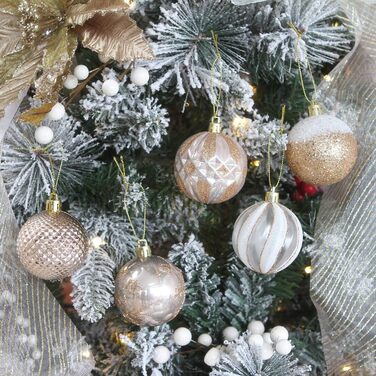 Декоративна куля на ялинку Sea Team з малюнком та блискучим прикрасою, набір (60 мм, шампань)