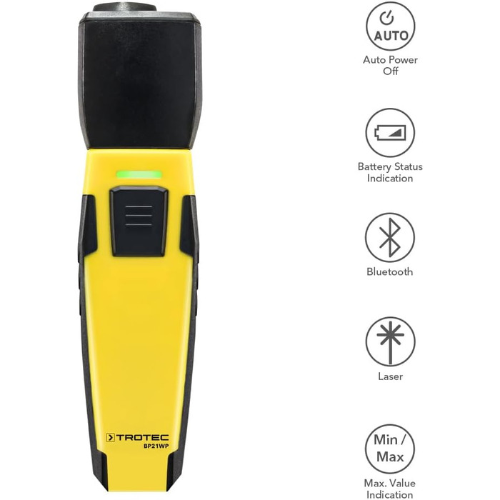 Інфрачервоний термометр Trotec BP21 – Лазерний пірометр з визначенням точки роси, діапазон вимірювання -35°C до +800°C