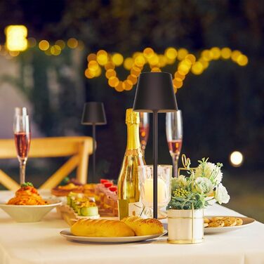 LED акумуляторна настільна лампа K-Bright диммер | Тепле світло | Для дому та вулиці | USB зарядка | Бронза