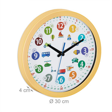 Relaxdays Wall Clock for Children - Vehicles