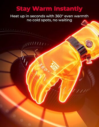 Обогревні рукавички KEMIMOTO з акумулятором 2500mAh, електричні зимові рукавички для чоловіків та жінок, рукавички з підігрівом та сенсорним екраном для катання на лижах, риболовлі, походів (Чорний, M)