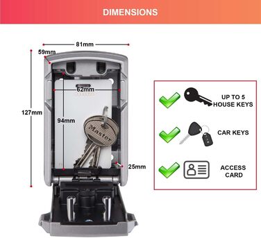 Сейф для ключів Master Lock Smart Connected з Bluetooth та кодовим замком, настінний, шифрування за військовим стандартом, 12.7x8.3x5.9 см