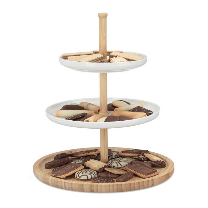 Relaxdays Bamboo and Ceramic Shelves