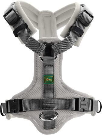 Нашийник для собак HUNTER Maldon, світло-сірий/сірий, м'який, з 3M Scotchlite, регулюється, з м'яким ручним захопленням, розмір S-M