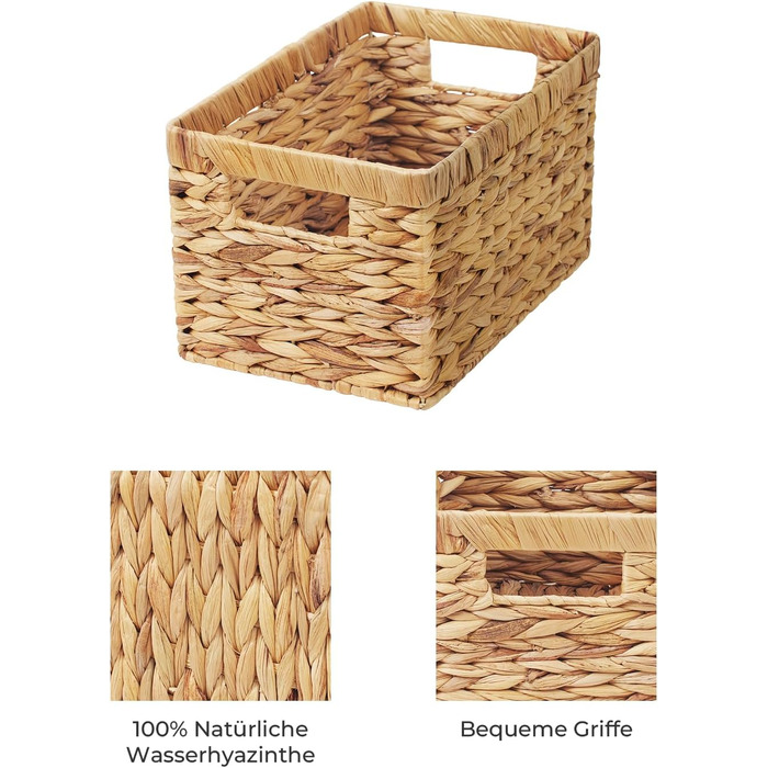 StorageWorks Woven Water Gourd Storage Baskets, 2-Pack - Rectangular Storage Baskets Woven from Water Gourd, 33x21x18cm - Water Gourd Storage Basket with Double Handle for Gifts, Shelf Basket