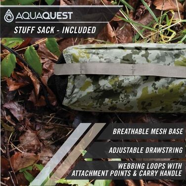 AquaQuest Safari Waterproof Camping Tarp - Lightweight Sun & Rain Shelter for Hiking, Backpacking & Hammocks (3x2m, Rock Camo)