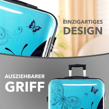 Чемодан Xonic Design: жорсткий корпус, 360° колеса, кодовий замок, полікарбонат. Розміри M, L, XL або набір (Butterfly, XL). XL Butterfly