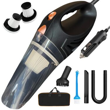 Автомобільний пилосос Handstaubsauger 12V з HEPA фільтром та мийним фільтром, 106W, чорний - портативний пилосос для прибирання в салоні, попелу та шерсті