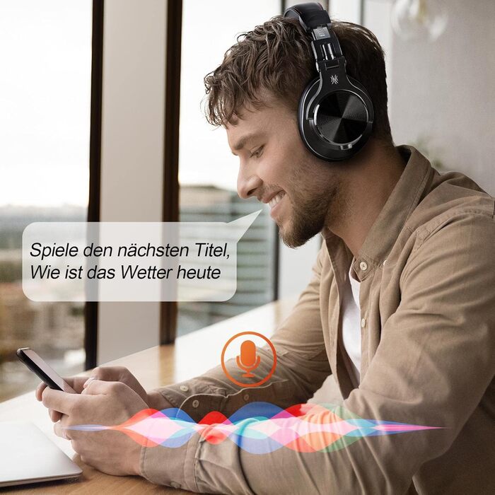 OneOdio Bluetooth навушники Over-Ear, 72 год HiFi Stereo, бездротові, з 6.35mm та 3.5mm аудіоджеком для студії, DJ, телефону, ПК, підсилювача - Чорний