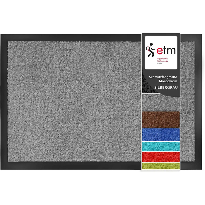 Килимок Schmutzfang Mono - сріблясто-сірий, 40x60 см - для дому та вулиці