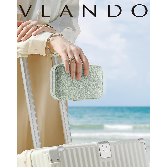 Косметичка для прикрас Vlando, органайзер для ювелірних виробів у дорогу, зелений м'ятний колір