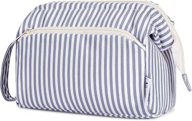 Косметичка жіноча Narwey для подорожей: велика, з широким відкриванням (сіро-блакитна смугаста)
