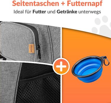 Рюкзак для тварин до 20 кг, сірий: регульовані ремені, складаний поводок, переноска для собак та котів