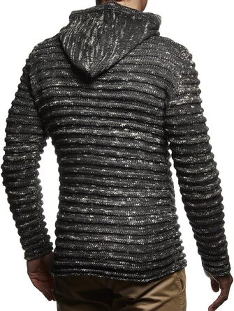 Чоловіча в'язана куртка Leif Nelson з капюшоном та блискавкою - чоловічий кардиган з трикотажного полотна для зими, бавовна, M, антрацит