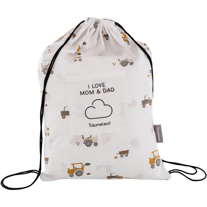 Комплект постільної білизни Träumeland для немовлят, 80x80 см + 35x40 см, 100% бавовна, зручна сумка-мішечок (Маленька ферма)