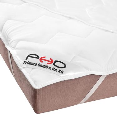 PHD Primera Mattress Protector 200x200 cm - Washable at 60°C and recommended for allergy sufferers for more hygiene in bed. Mattress pad and mattress protector for mattress, box spring bed, and topper for 200 x 200 White