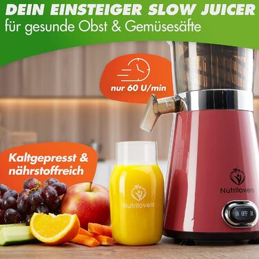 Соковижималка NUTRI-PRESS для фруктів та овочів, повільного віджиму, 350 Вт, без BPA, тиха робота, ідеально для початківців, з пляшкою To Go і рецептами, чорний перець