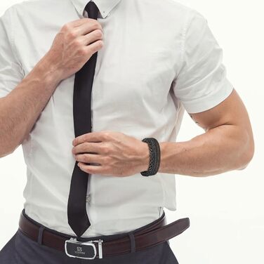 Чоловічий браслет Murtoo зі шкіри та нержавіючої сталі з магнітним застібком (20 см, чорний, коричневий)