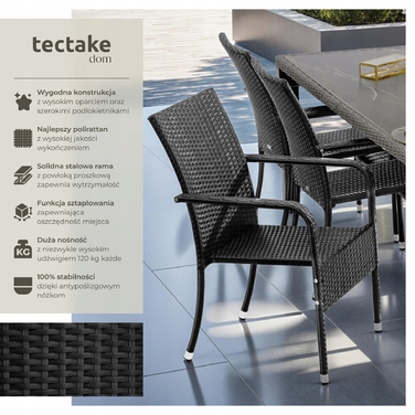 Садове крісло TecTake з техноротанга, чорне