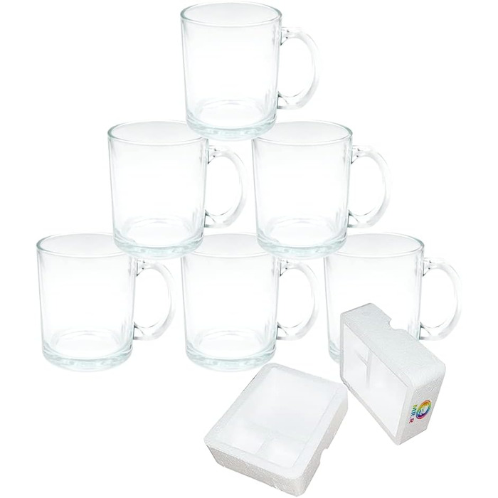 Склянка для сублімації MR.R 11oz, прозора, набір 6 шт, кухоль із ручкою для термопереносу