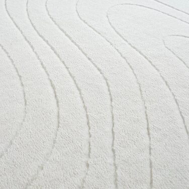 Килим Rio - сучасний та м'який килим для вітальні та спальні з антиковзним покриттям та 3D-ефектом, пухнаста поверхня, легкий у догляді та міцний, білий, білий-1 (80 x 150 см, кремовий-5)