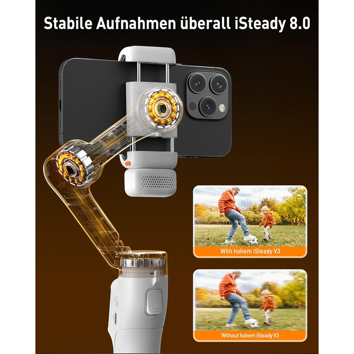 Hohem iSteady V3 - Стабілізатор для смартфона з контролером, AI-трекером та розсувним штативом, 3-осьовий