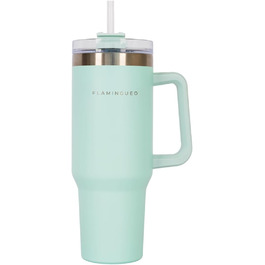 Flamingueo Stainless Steel Insulated Tumbler with Straw - 1.18L Turquoise Drinkware