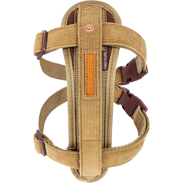 Шлейка для собак EzyDog Chest Plate – безпечна шлейка з адаптером для безпечного ременя – світловідбиваюча, м'яка шлейка для собак середніх та великих порід (Double Extra Small, Corduroy)