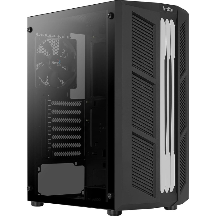 Корпус ПК Aerocool PRIME ATX з RGB підсвічуванням, загартоване скло, 12 см вентилятор, чорний