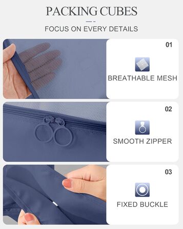 Органайзери для валізи, дорожні аксесуари, водонепроникні сумки-органайзери, 10 шт., Бежевий (Темно-синій, 10 шт.)